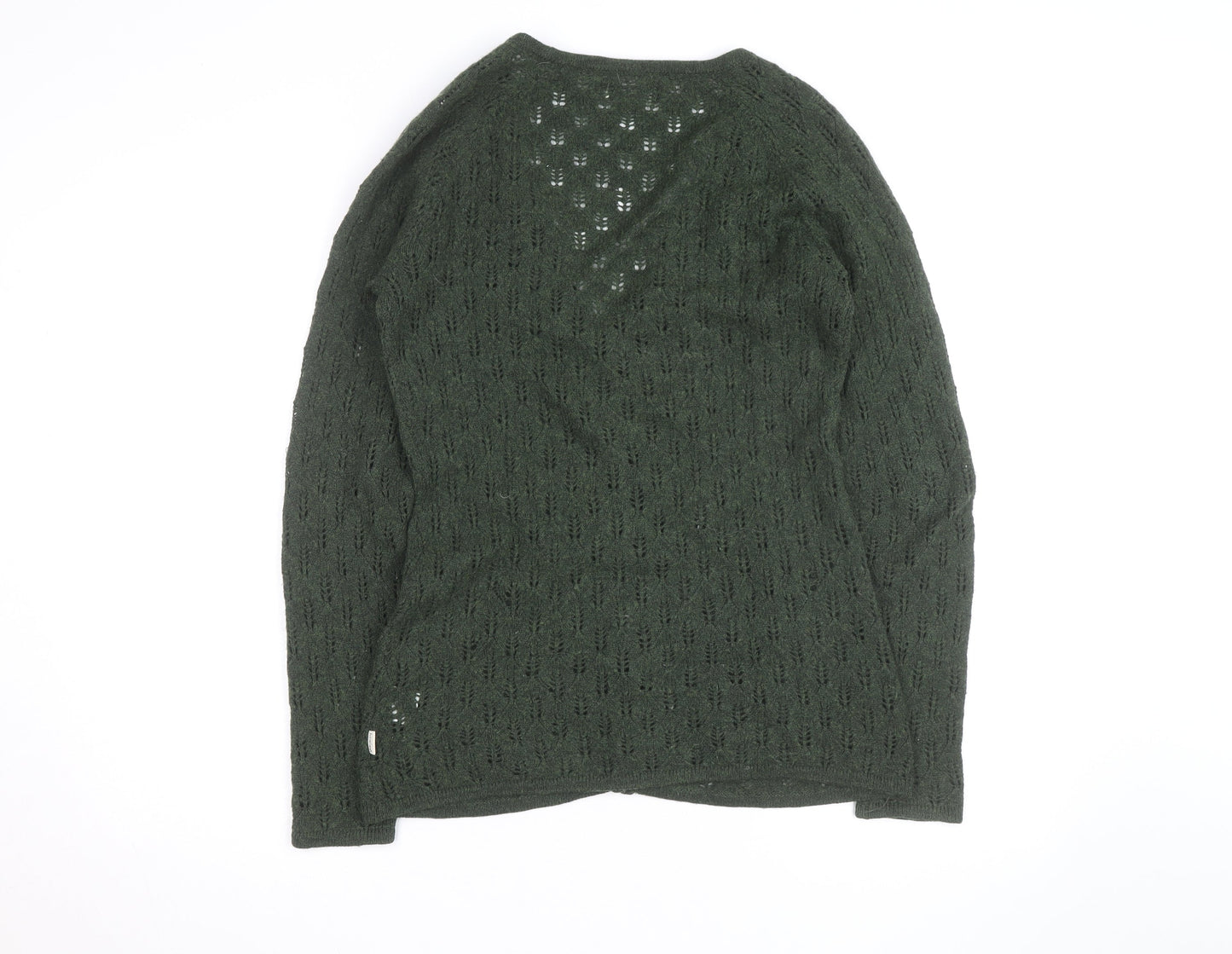 Howies Women Green Lambswool Open Knit Cardigan Size 10