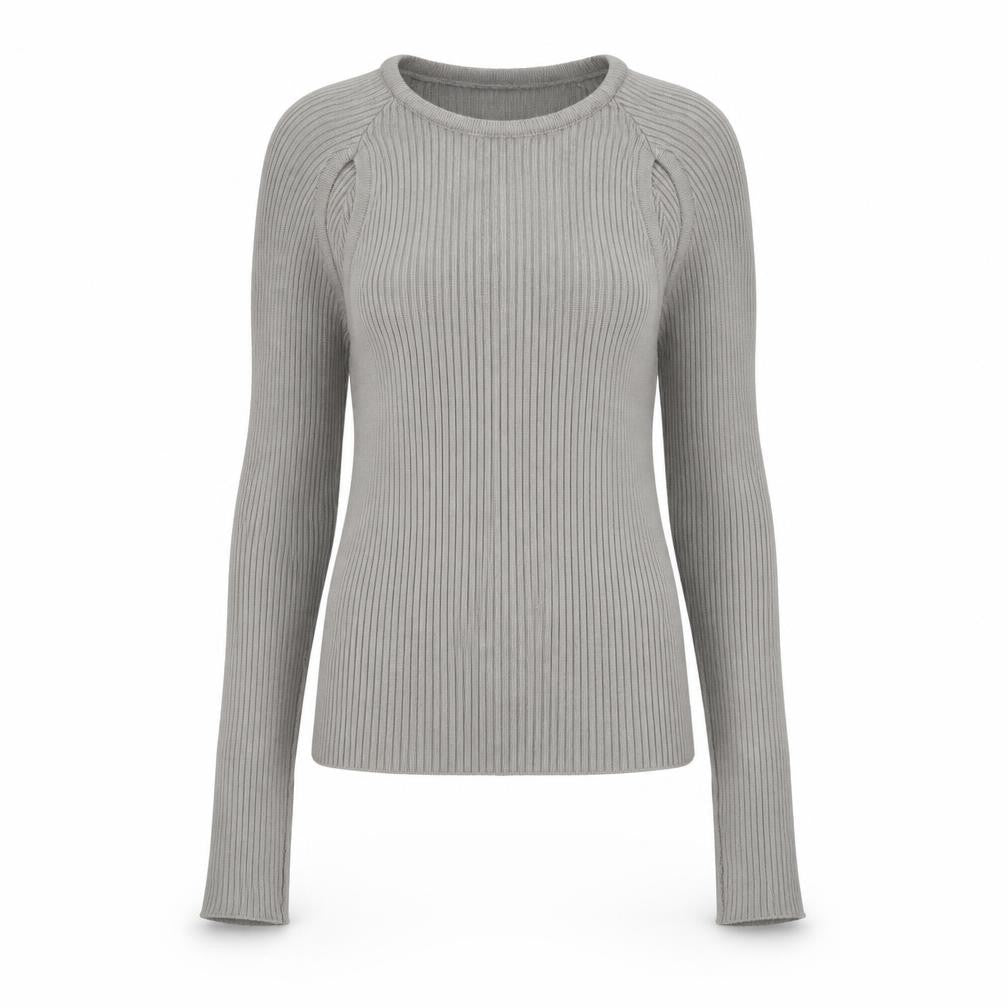 Collusion Women Grey XS Ribbed Slim Fit Long Sleeve Jumper