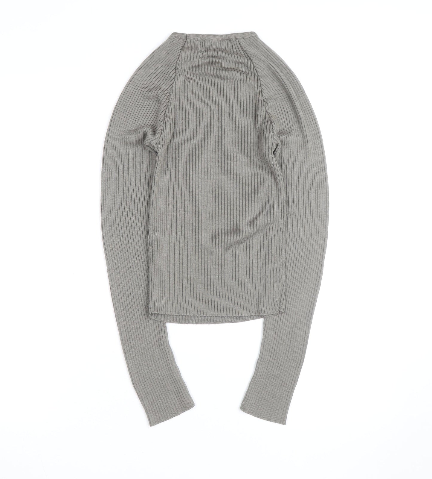 Collusion Women Grey XS Ribbed Slim Fit Long Sleeve Jumper