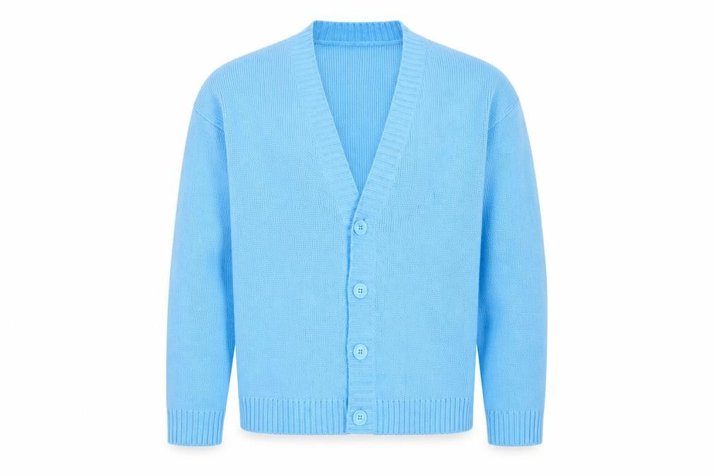 Collusion Men Blue Acrylic V-Neck Cardigan S Regular Fit