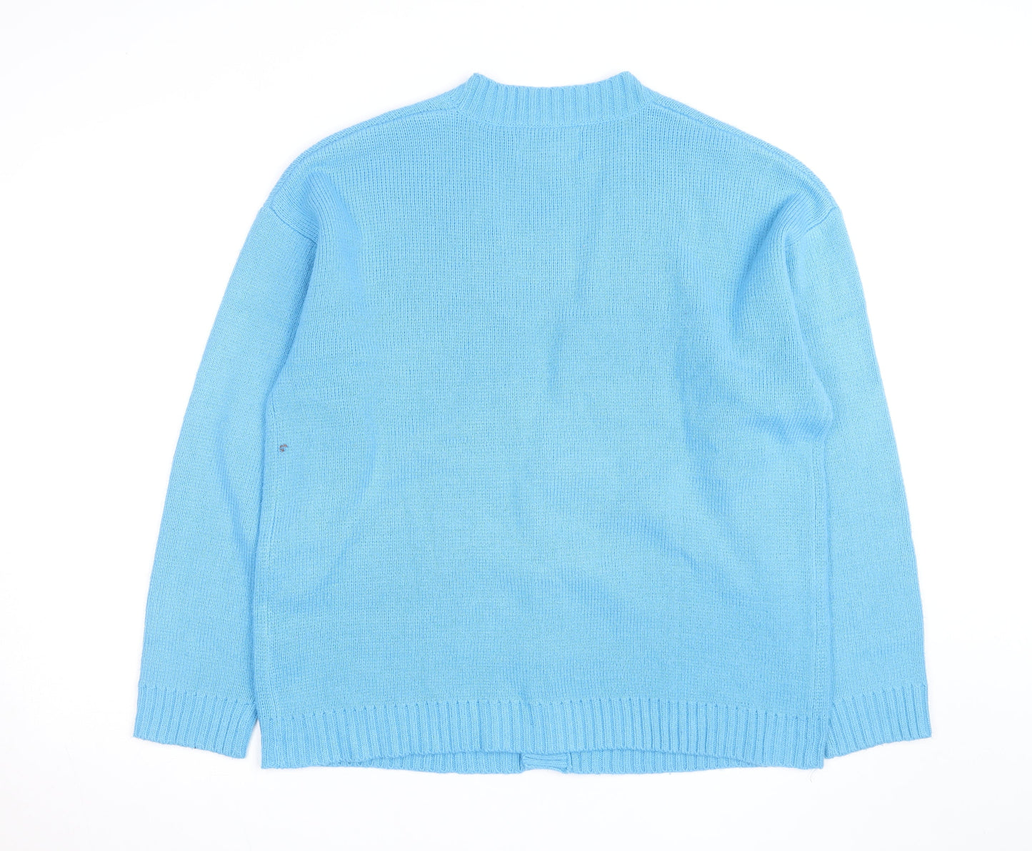 Collusion Men Blue Acrylic V-Neck Cardigan S Regular Fit