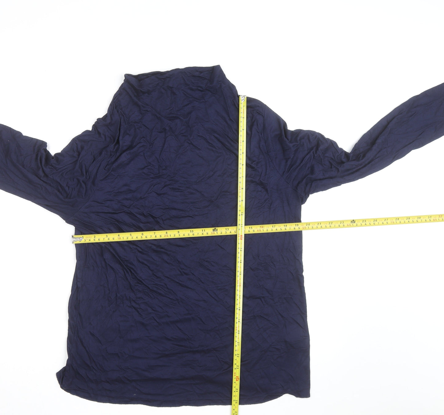 Jaeger Women Blue Roll Neck Long Sleeve Viscose Jersey Blouse Size 18