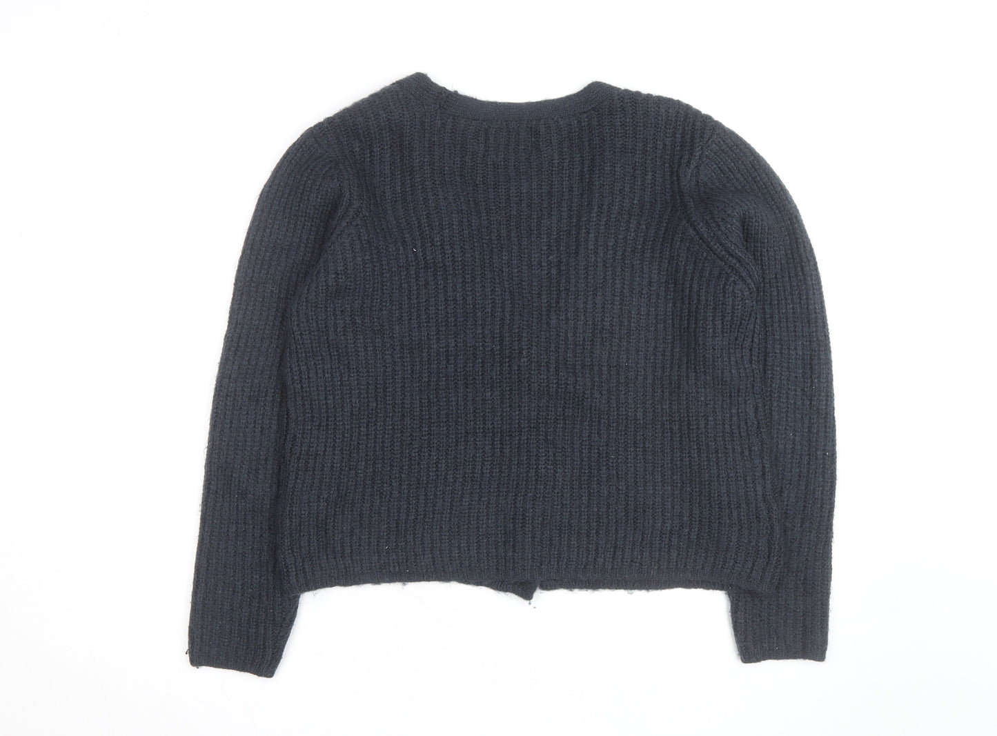PIECES Unisex Black XL Chunky Knit V-Neck Cardigan