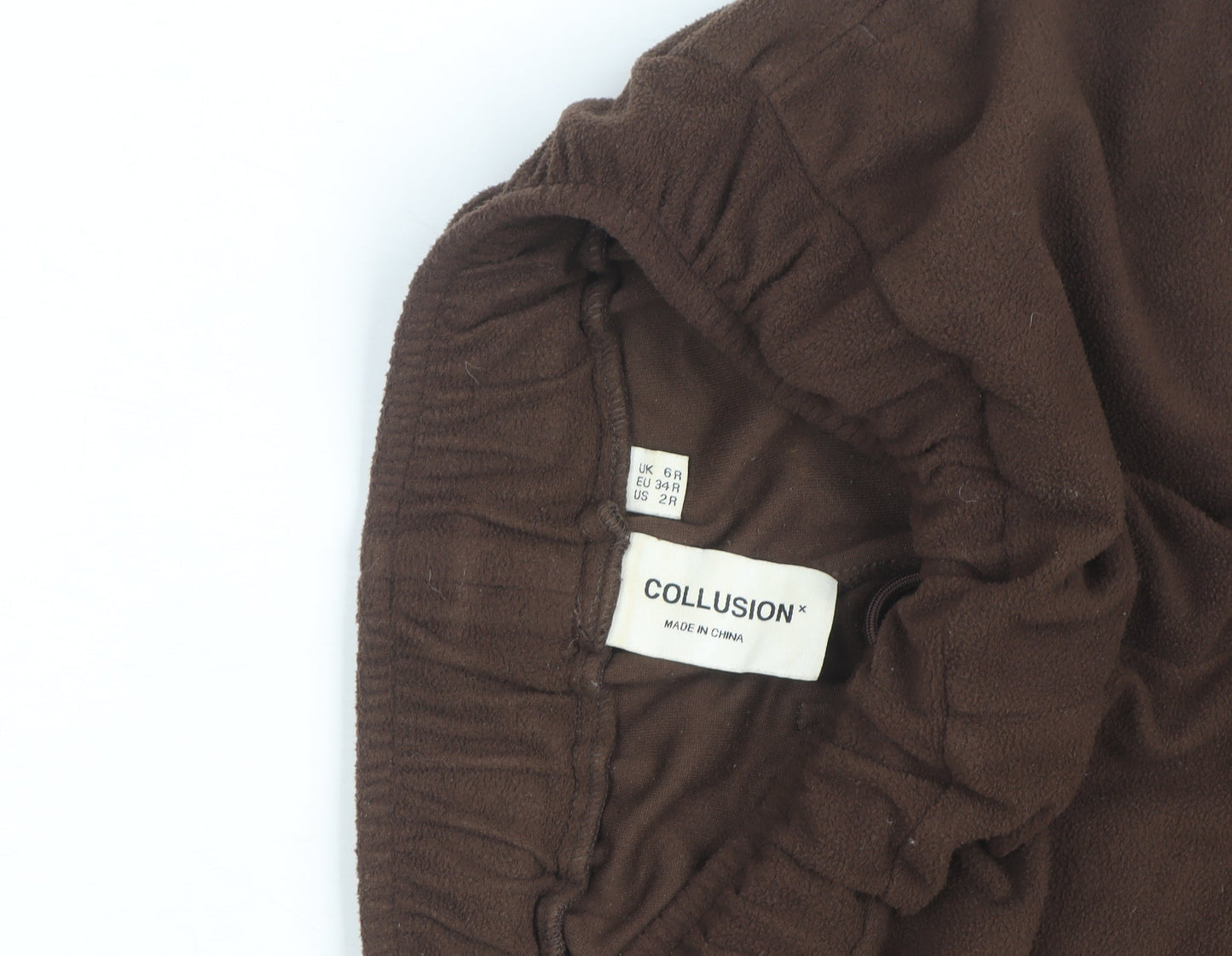 Collusion Women Brown Fleece Jogger Trousers Size 6