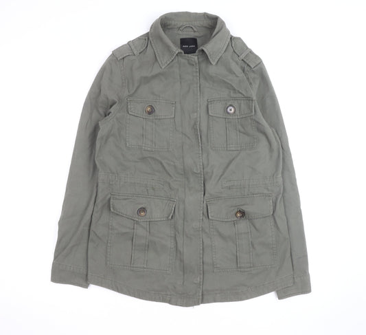 New Look Women's Green Military Jacket Size 10 Cotton Casual