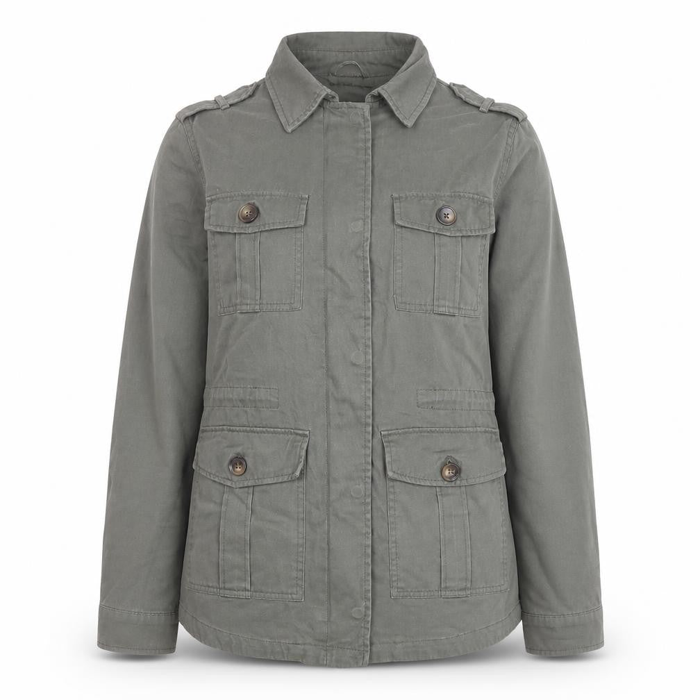 New Look Women's Green Military Jacket Size 10 Cotton Casual