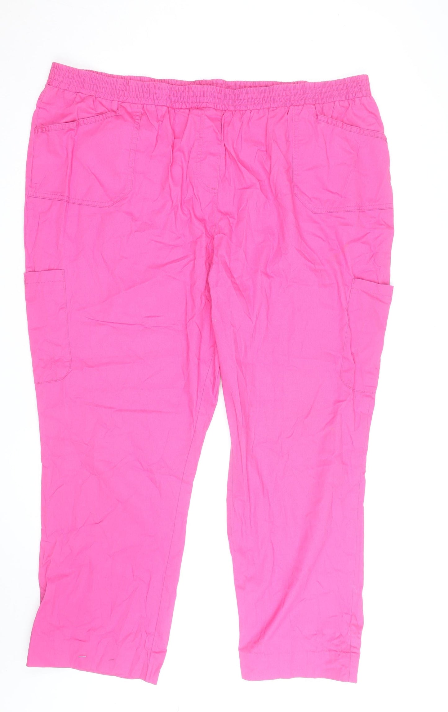 Cotton Traders Women's Pink Cargo Trousers Size 14 Elastic Waist