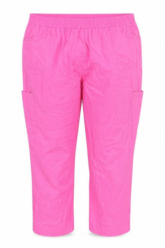 Cotton Traders Women's Pink Cargo Trousers Size 14 Elastic Waist