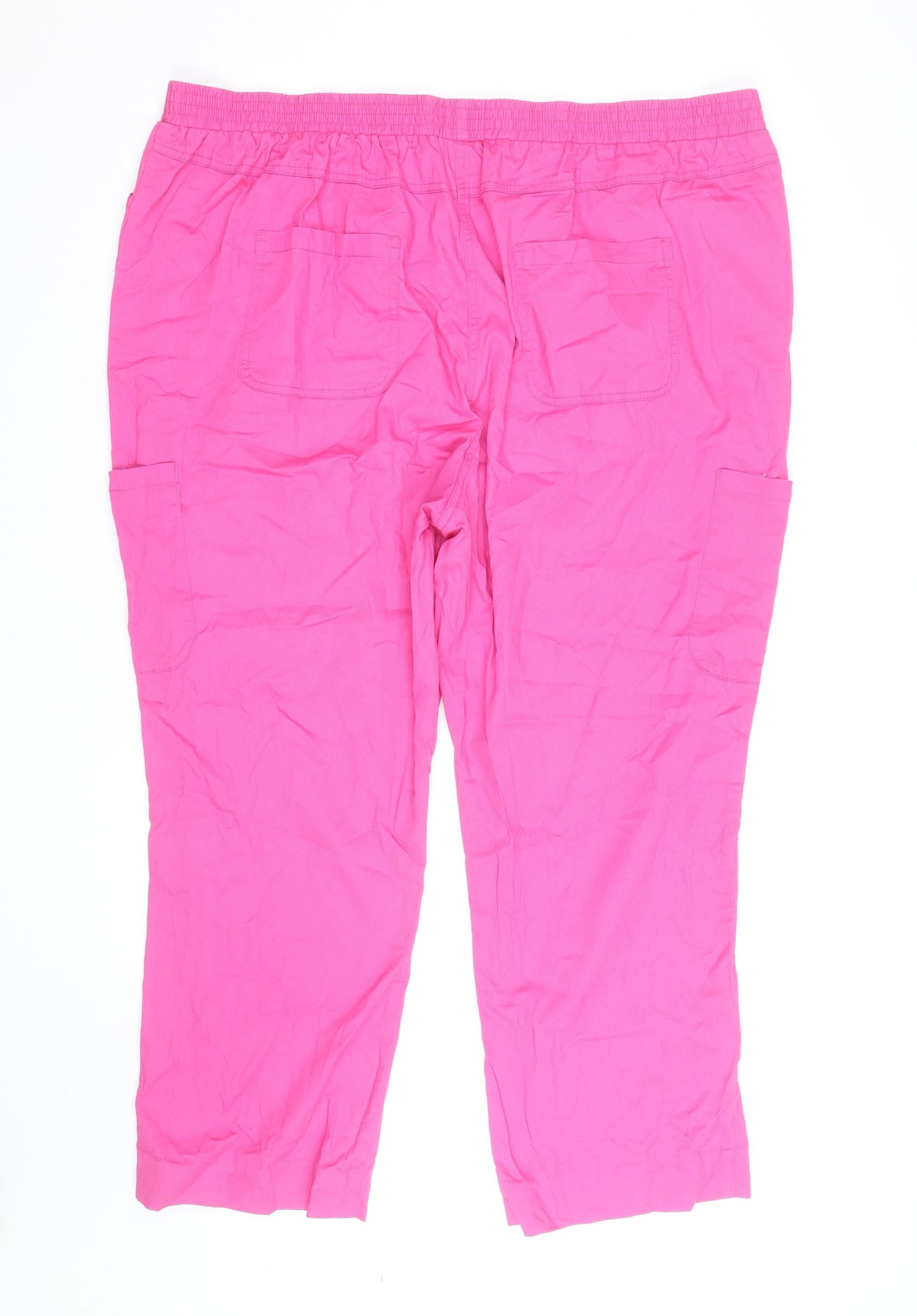 Cotton Traders Women's Pink Cargo Trousers Size 14 Elastic Waist