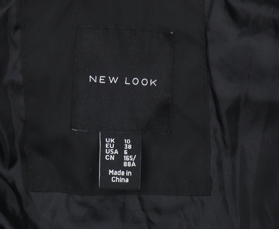 New Look Women's Black Long Puffer Coat Size 10 Hooded Belted Winter Jacket