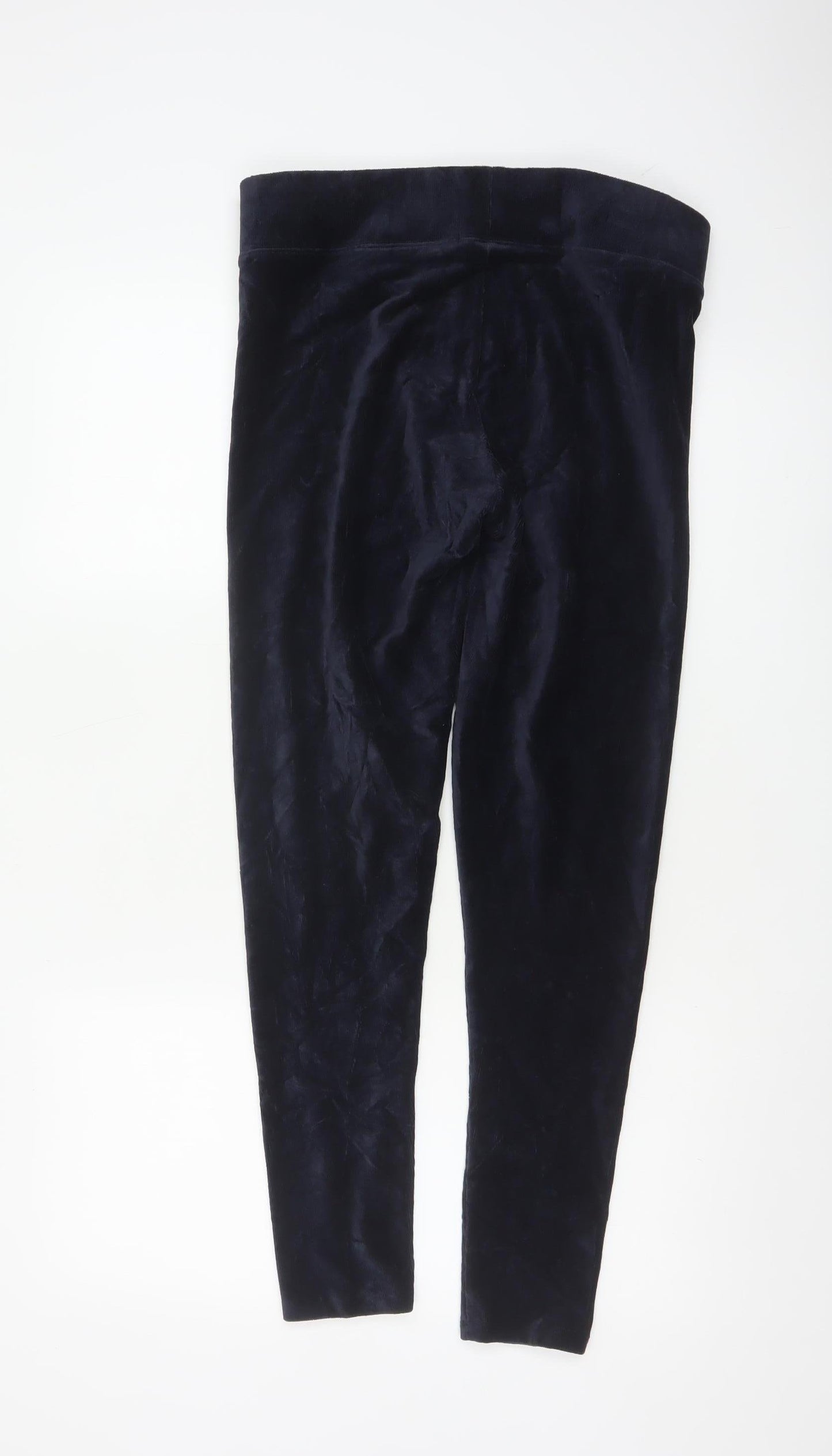 Marks and Spencer Women Blue Velvet Leggings Size 12 Slim Fit