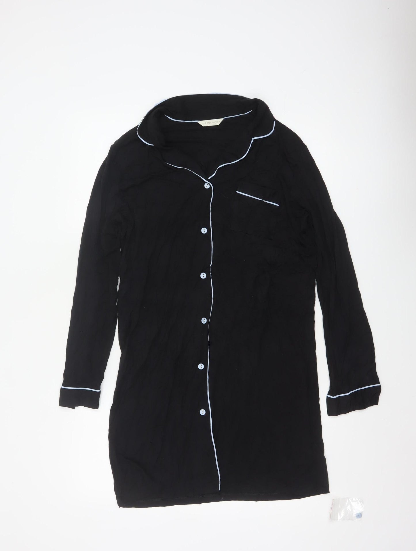 Cyberjammies Womens Black Long Sleeve Modal Nightshirt UK 10