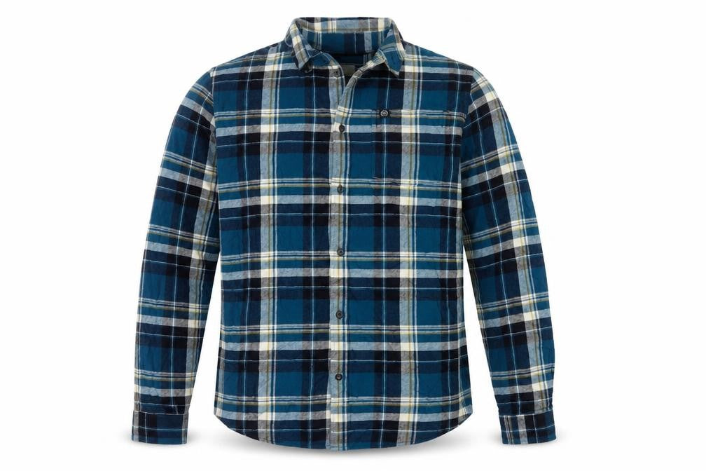 Marks & Spencer Men's Blue Plaid Flannel Cotton Long Sleeve Button-Up Shirt L Regular