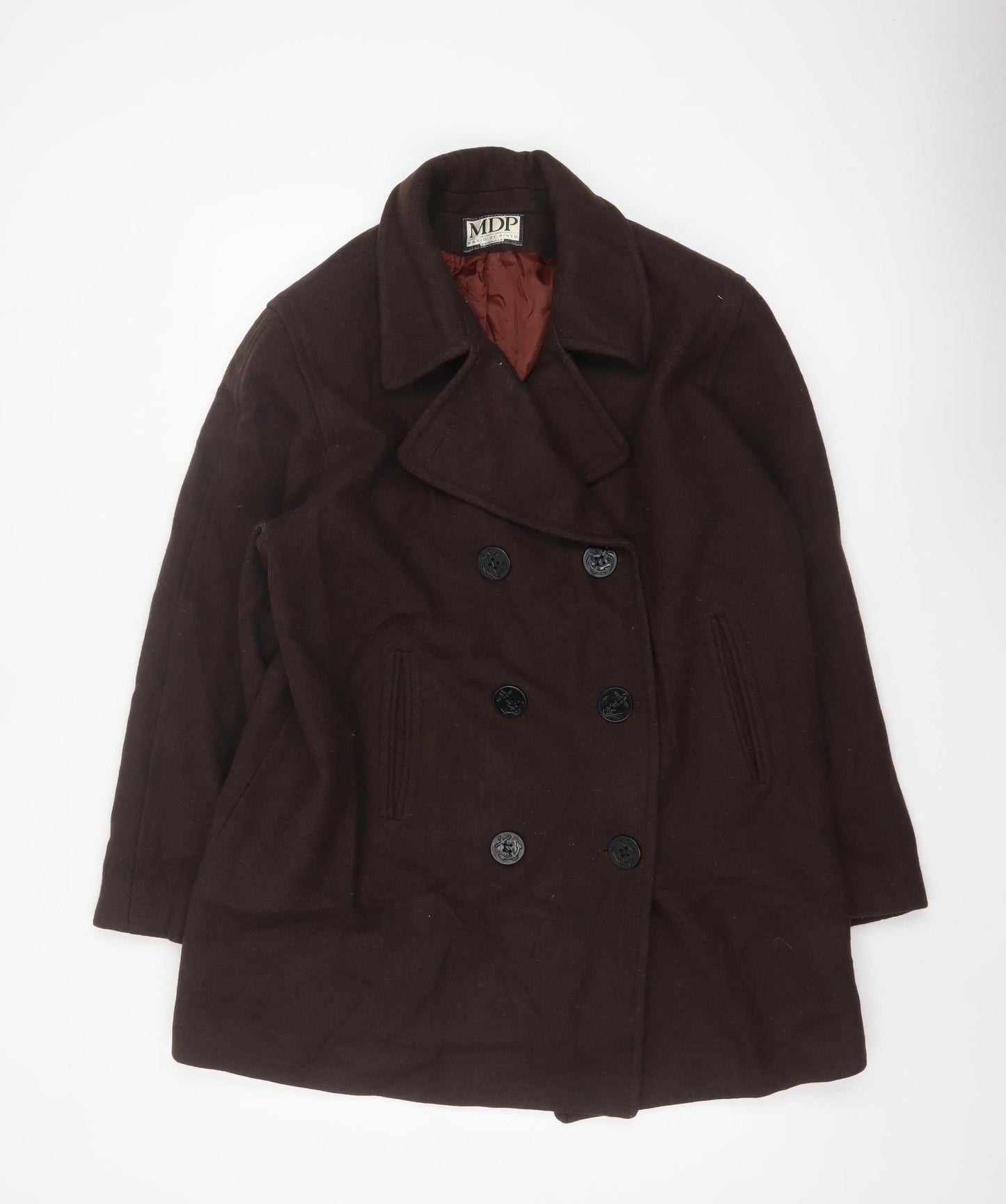Mario De Pinto Women's Brown Wool Pea Coat Size 14