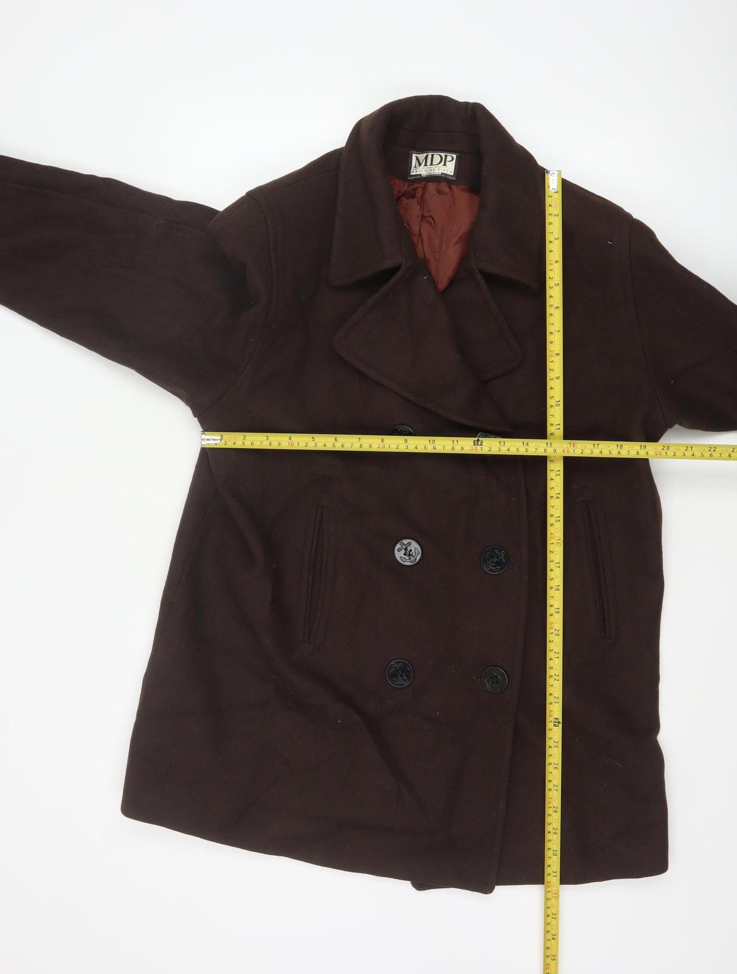 Mario De Pinto Women's Brown Wool Pea Coat Size 14