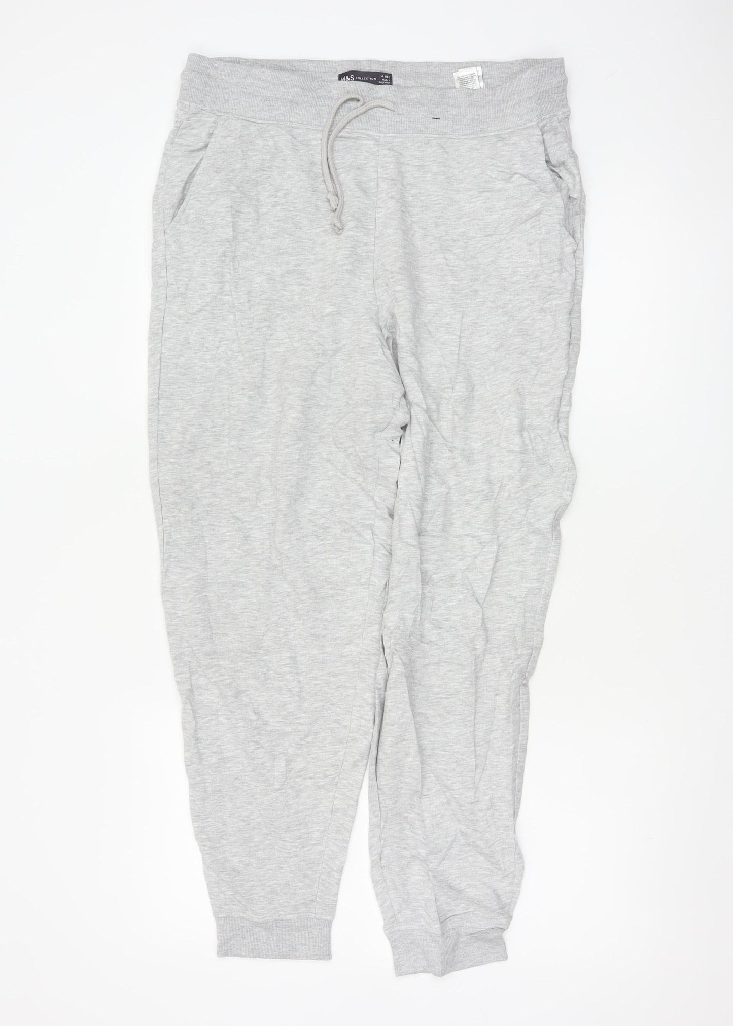 Marks and Spencer Women’s Grey Cotton Blend Jogger Trousers Size 14