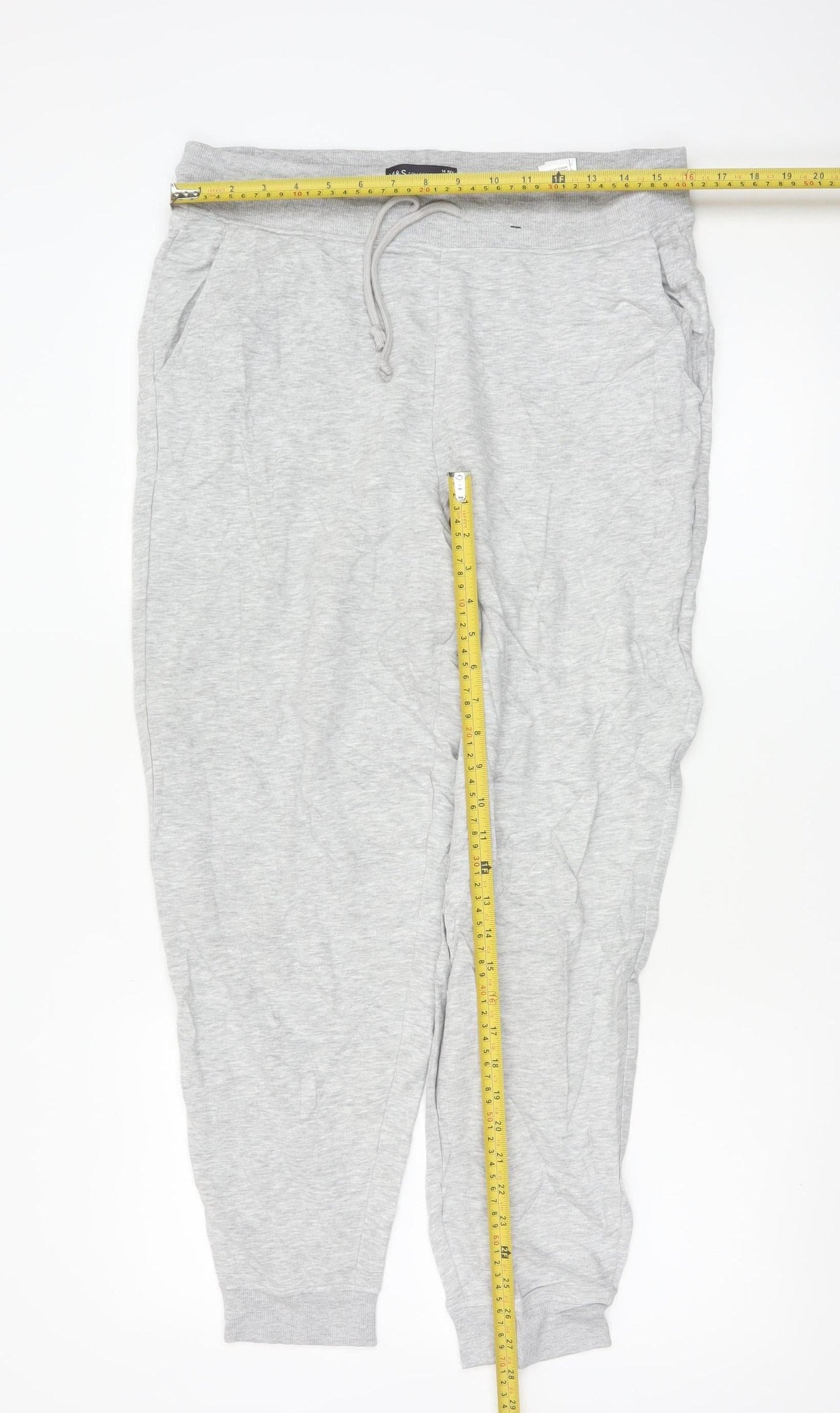 Marks and Spencer Women’s Grey Cotton Blend Jogger Trousers Size 14