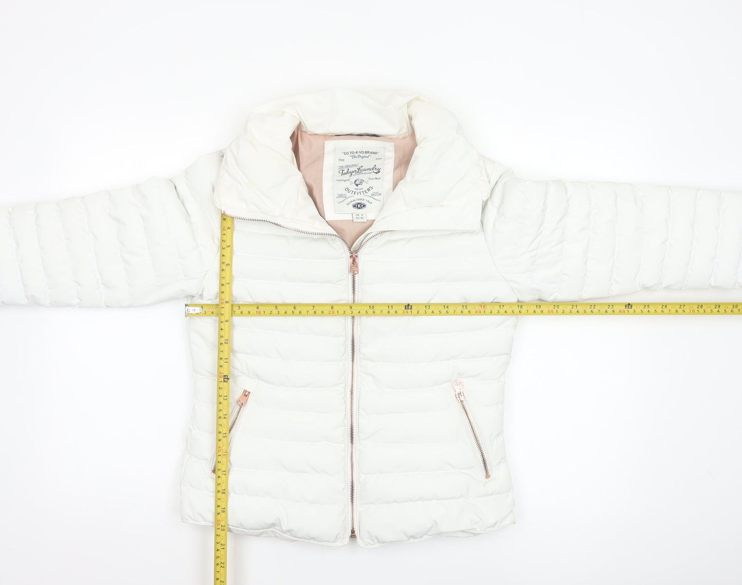 Tokyo Laundry Women’s White Puffer Jacket UK 8 XS Lightweight Quilted
