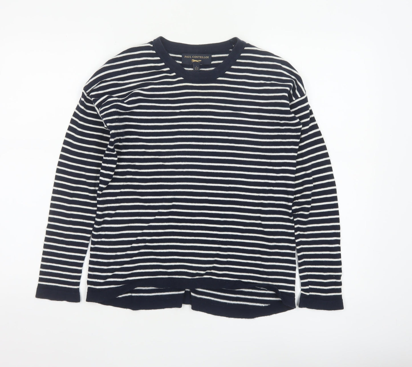 Paul Costelloe Women's Blue Striped Cotton Cardigan UK 10