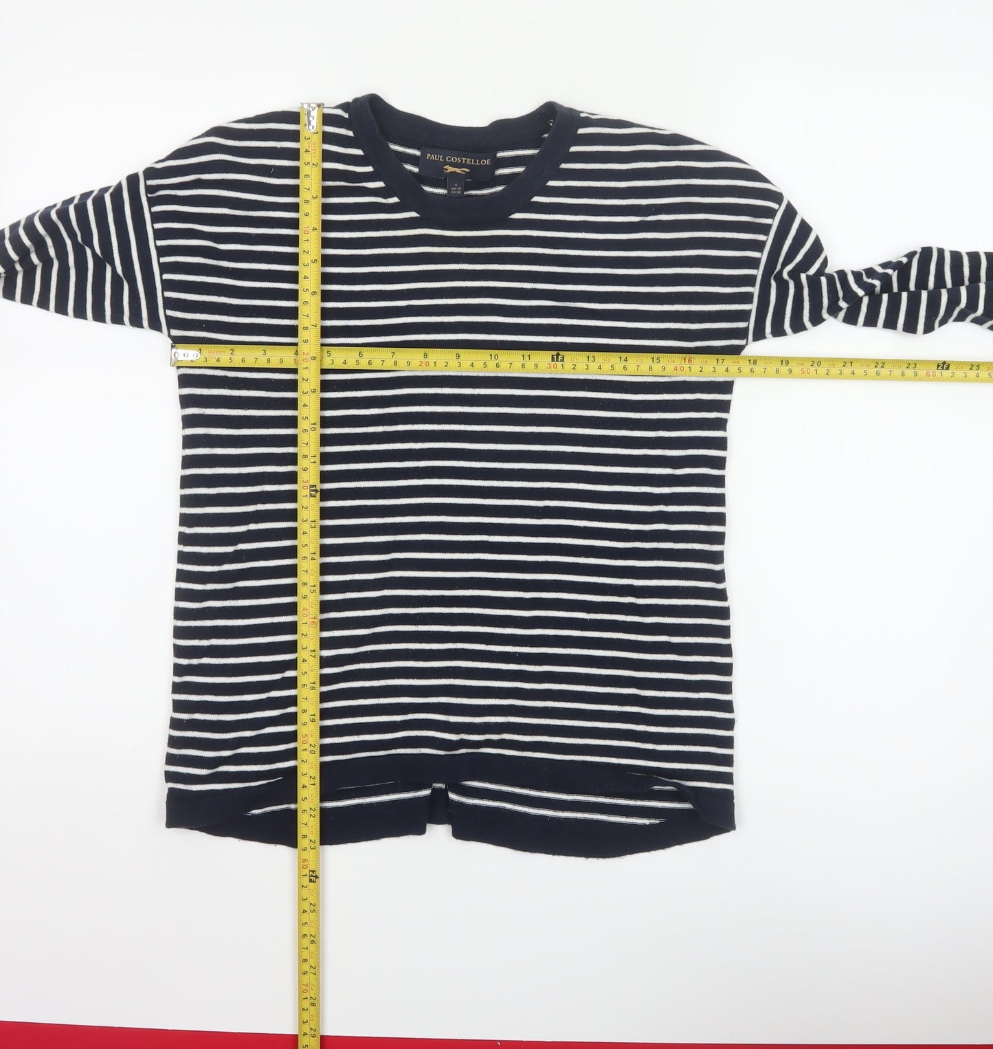 Paul Costelloe Women's Blue Striped Cotton Cardigan UK 10