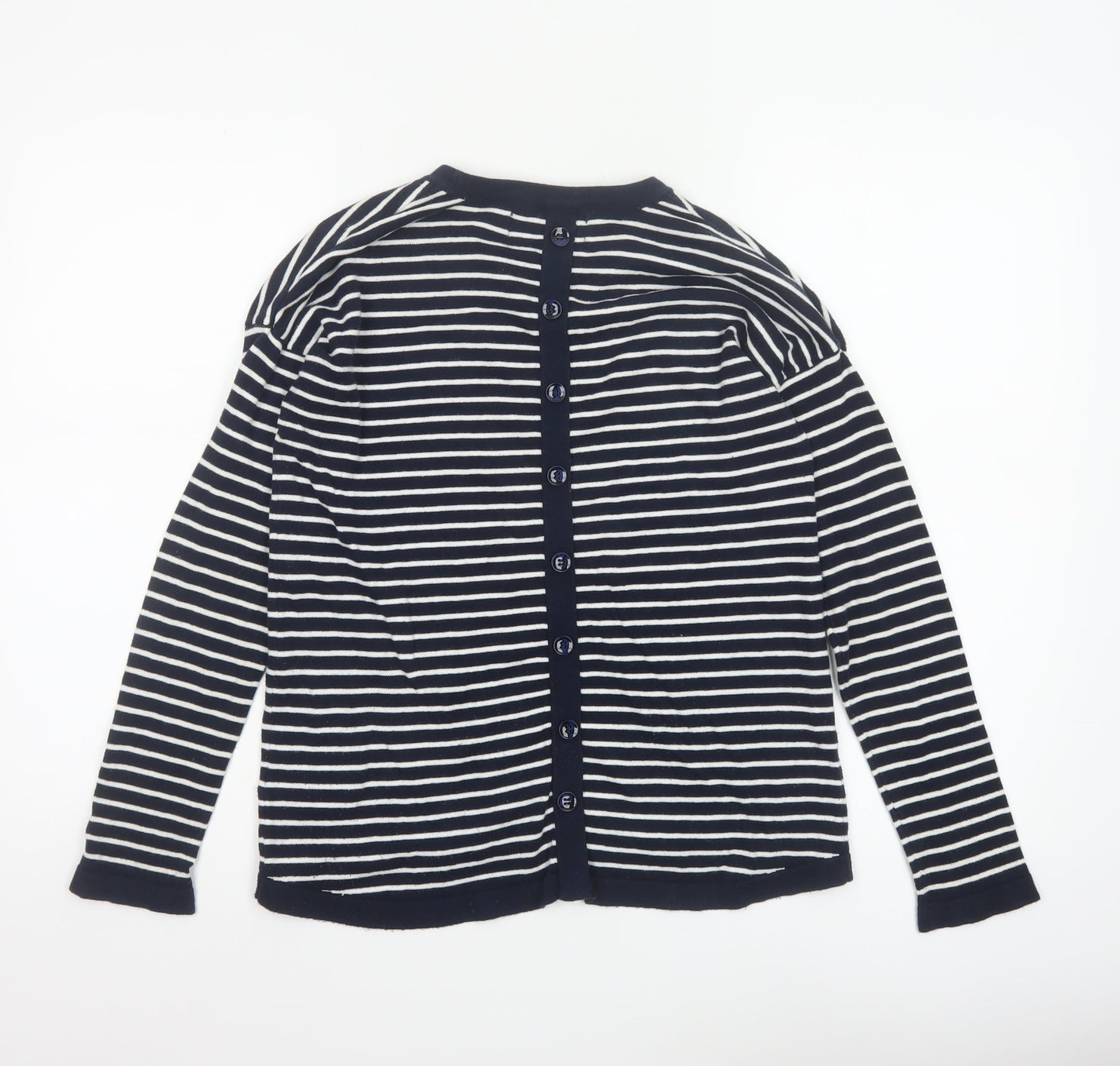Paul Costelloe Women's Blue Striped Cotton Cardigan UK 10