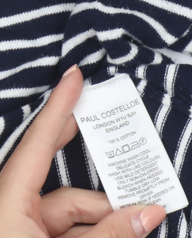 Paul Costelloe Women's Blue Striped Cotton Cardigan UK 10