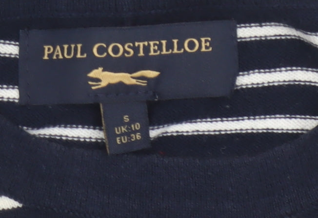 Paul Costelloe Women's Blue Striped Cotton Cardigan UK 10