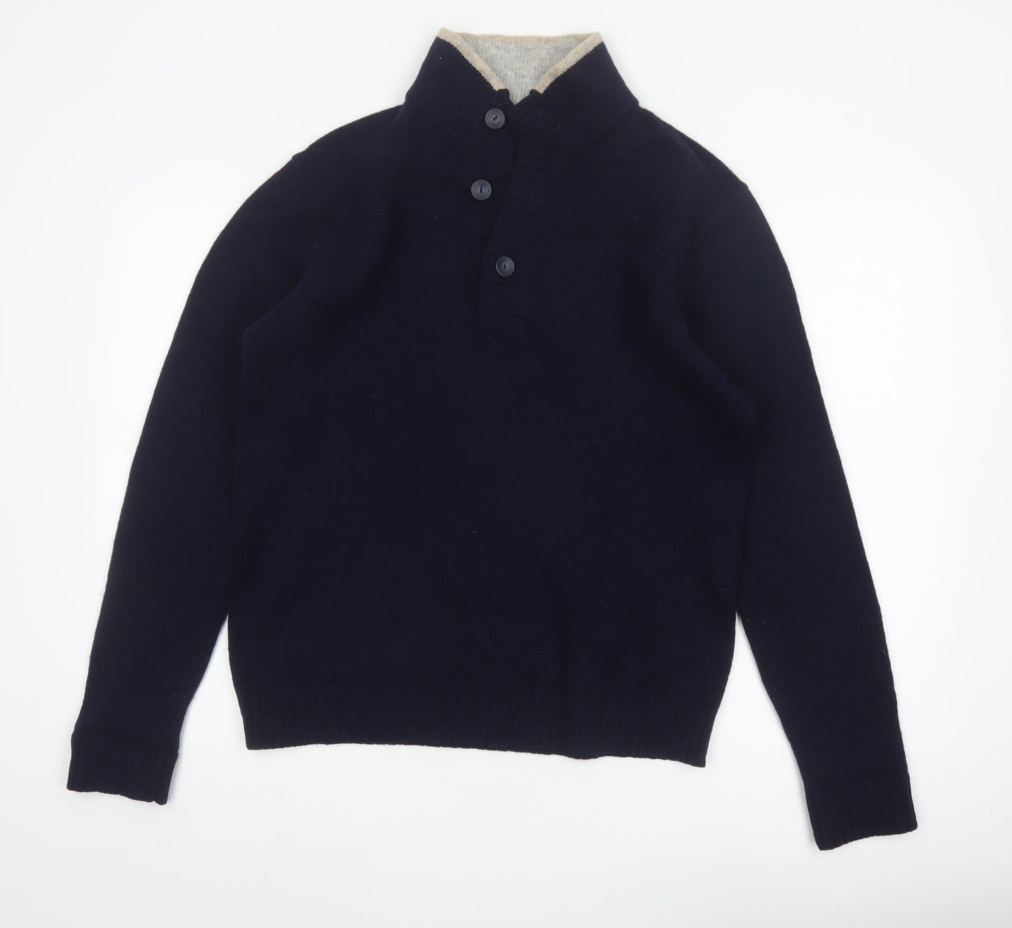 Monsoon Men's Blue Lambswool Henley Jumper Size M
