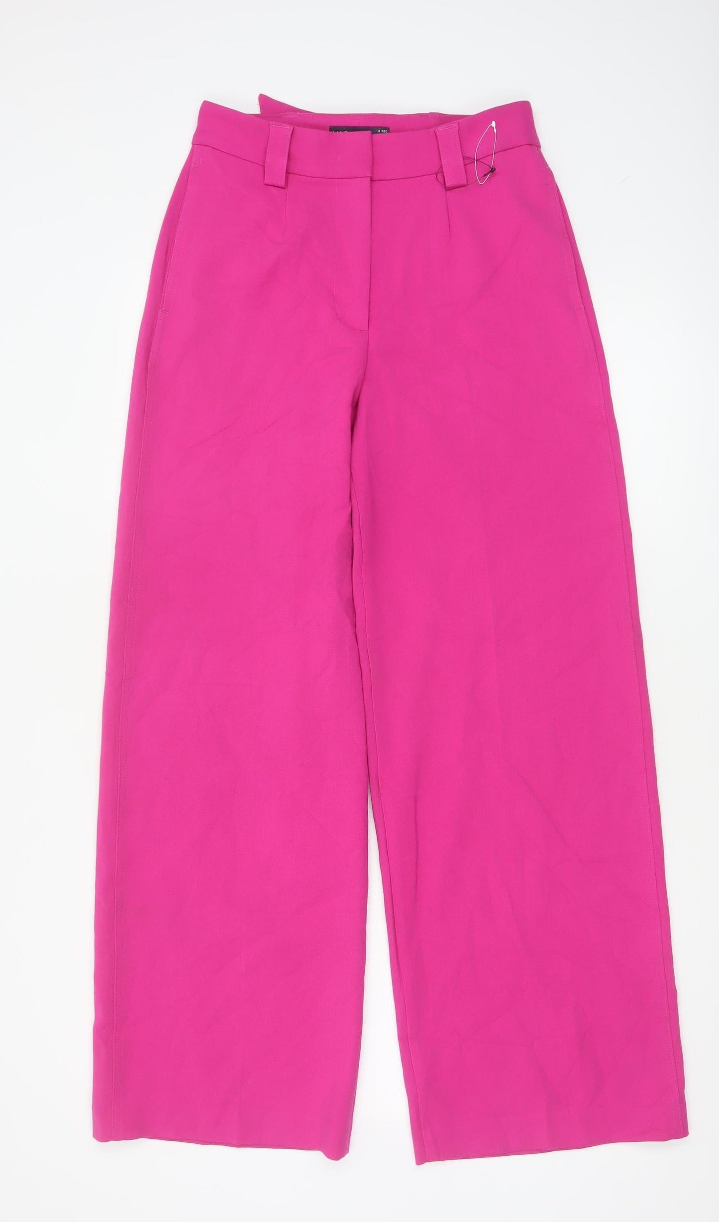 Marks and Spencer Women’s Pink Wide-Leg Belted Trousers Size 8 Regular