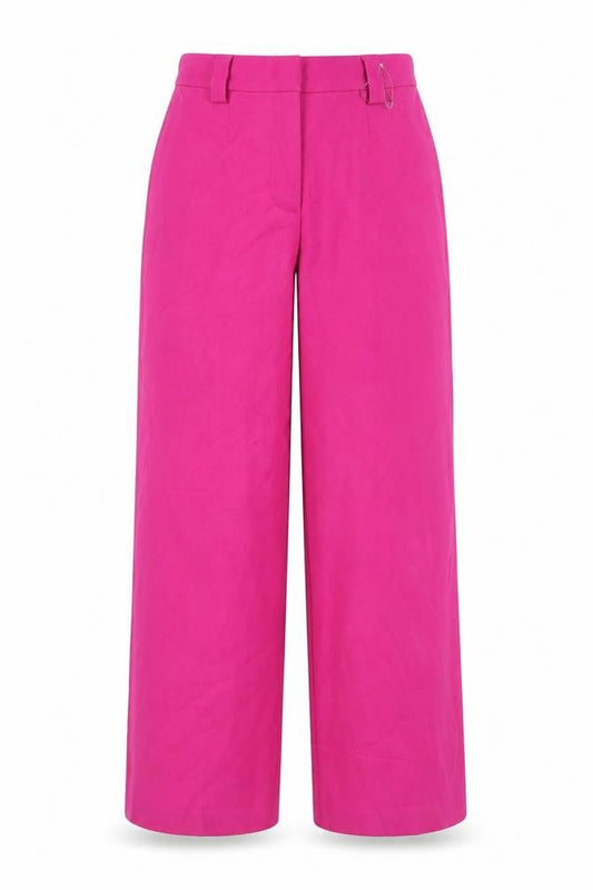 Marks and Spencer Women’s Pink Wide-Leg Belted Trousers Size 8 Regular