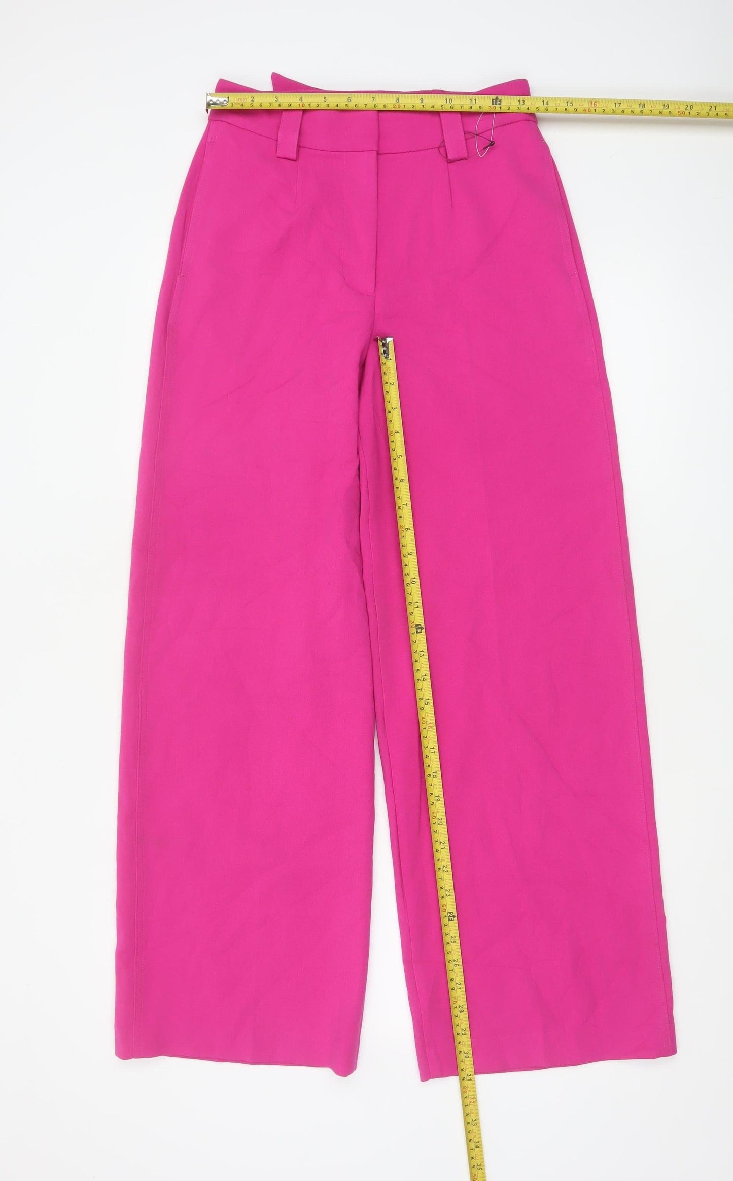 Marks and Spencer Women’s Pink Wide-Leg Belted Trousers Size 8 Regular