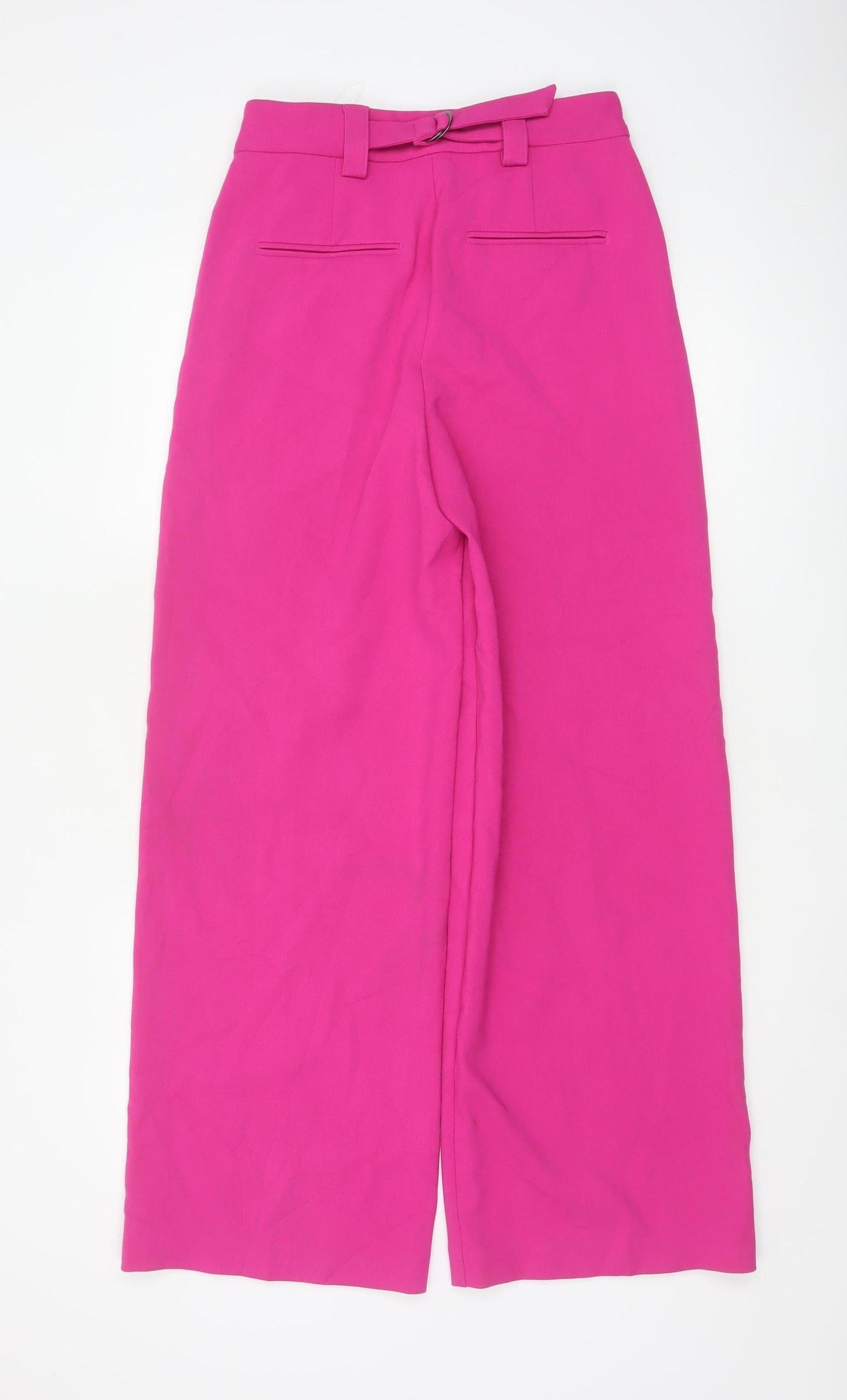 Marks and Spencer Women’s Pink Wide-Leg Belted Trousers Size 8 Regular