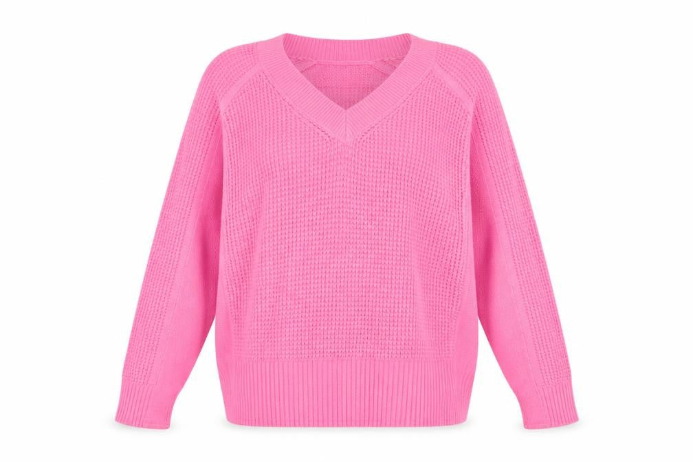 Next Women's Pink V-Neck Acrylic Knit Jumper Size 14