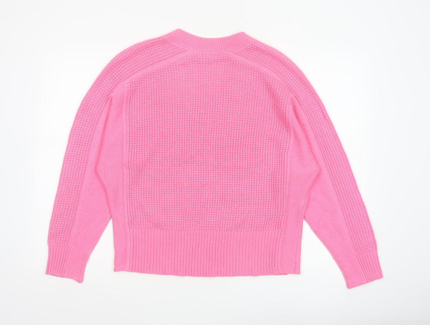 Next Women's Pink V-Neck Acrylic Knit Jumper Size 14