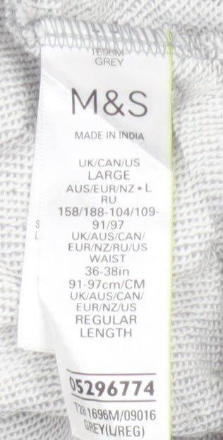 Marks and Spencer Men's Grey Regular Fit Sweatpants Size L