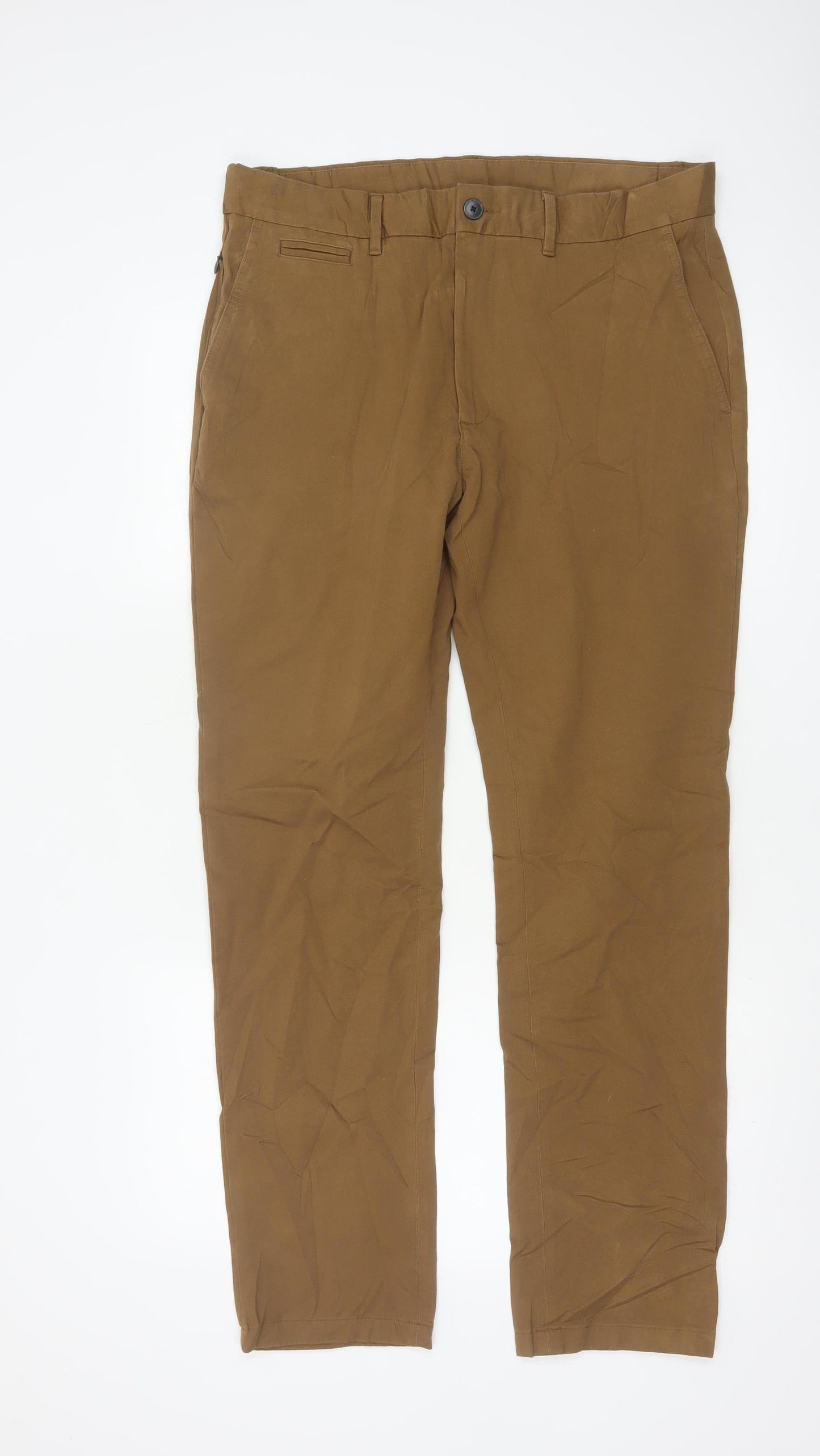 Marks and Spencer Men's Brown Slim Fit Chino Trousers 34W 31L
