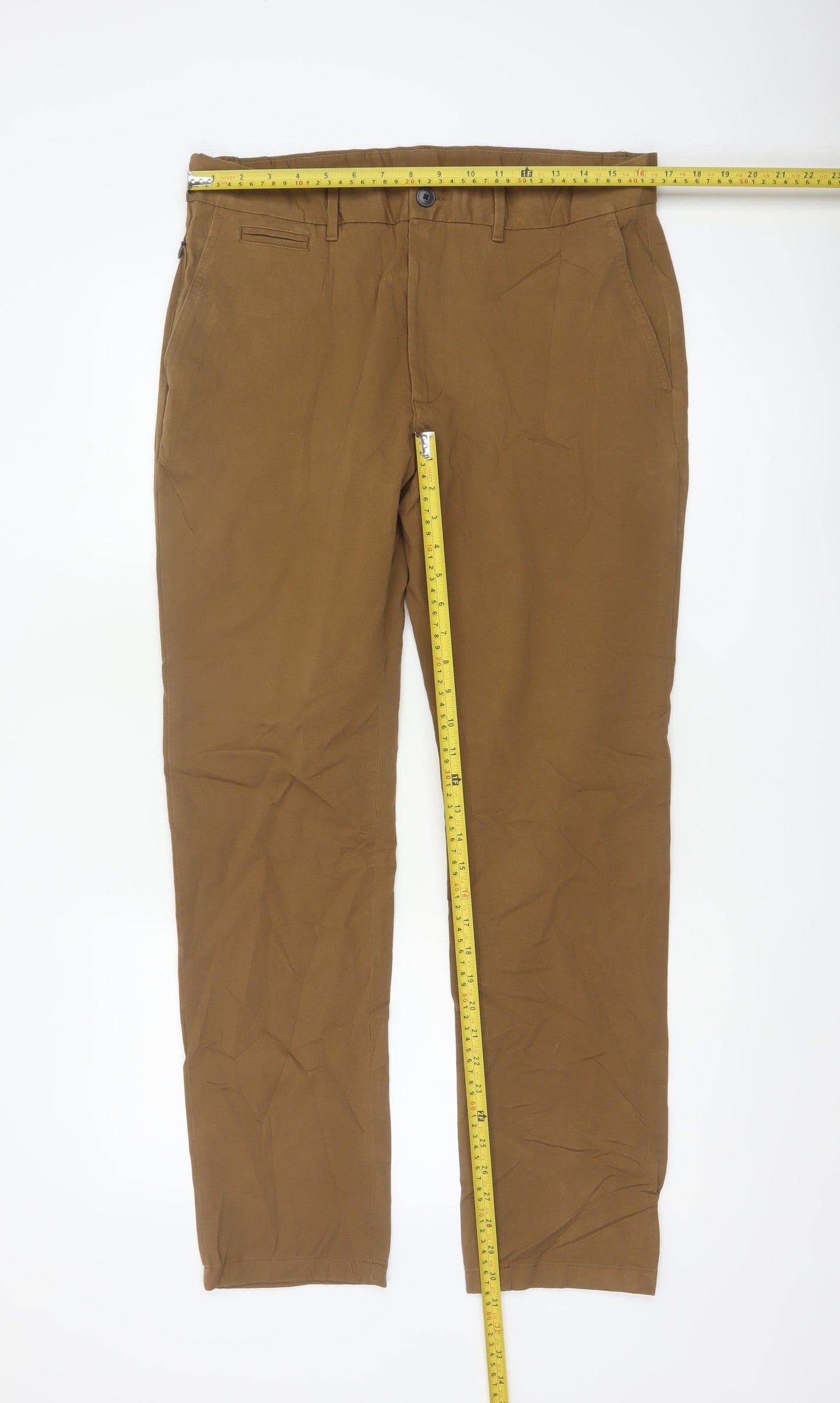 Marks and Spencer Men's Brown Slim Fit Chino Trousers 34W 31L