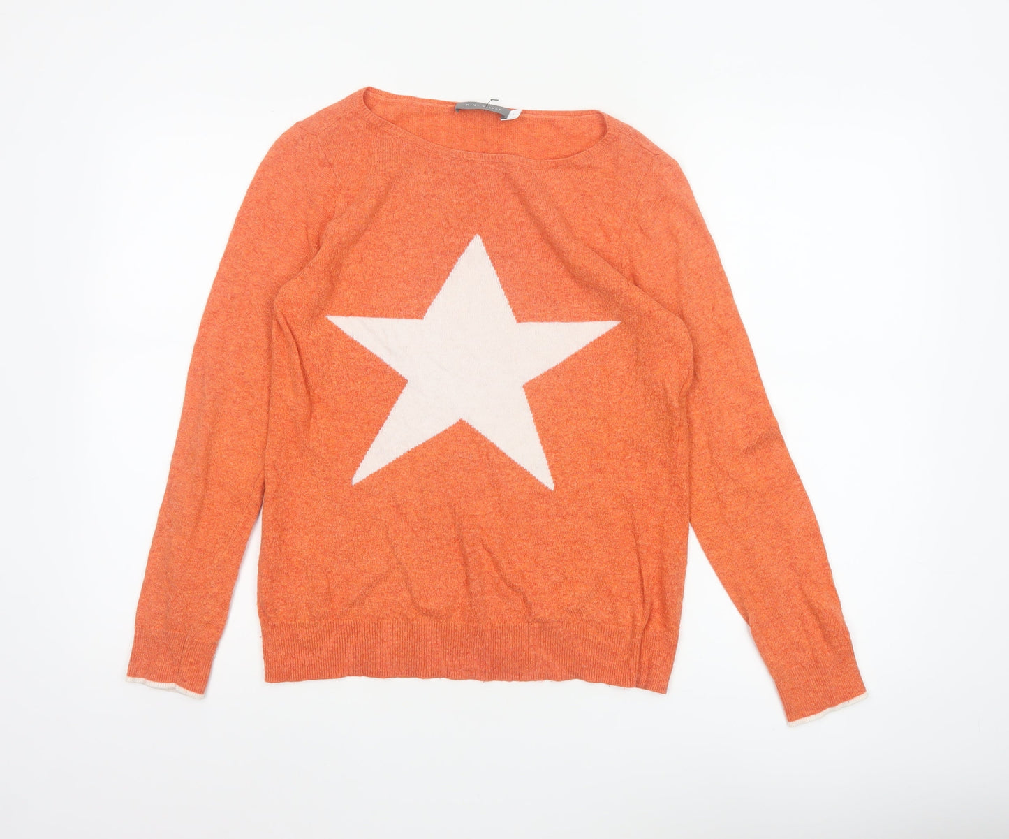 Mint Velvet Women's Orange Star Pullover Jumper Size 8
