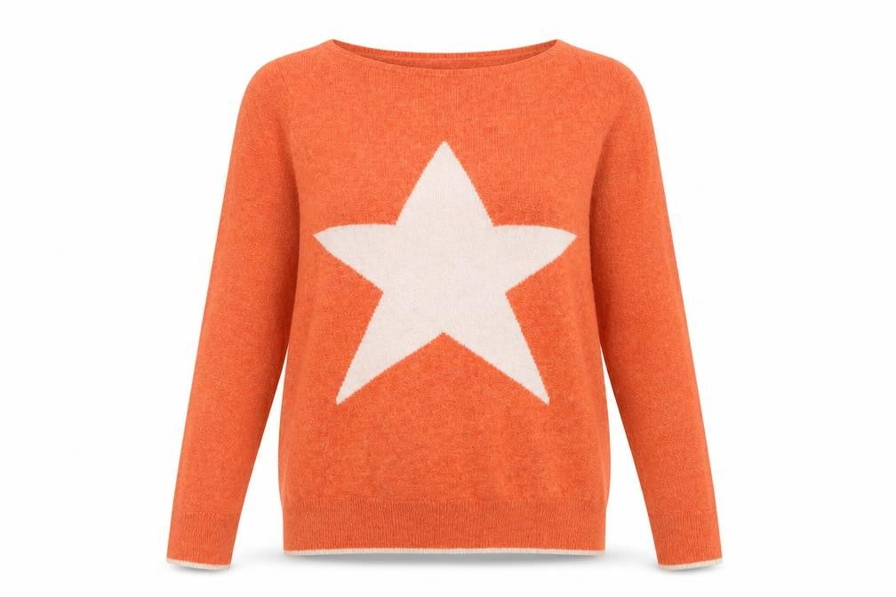 Mint Velvet Women's Orange Star Pullover Jumper Size 8
