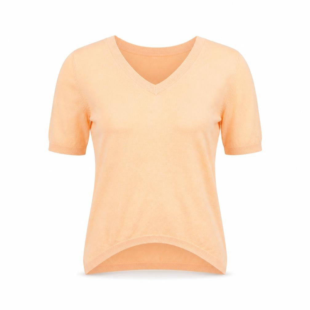 KAFFE Womens Orange XS V-Neck Short Sleeve Knit Top