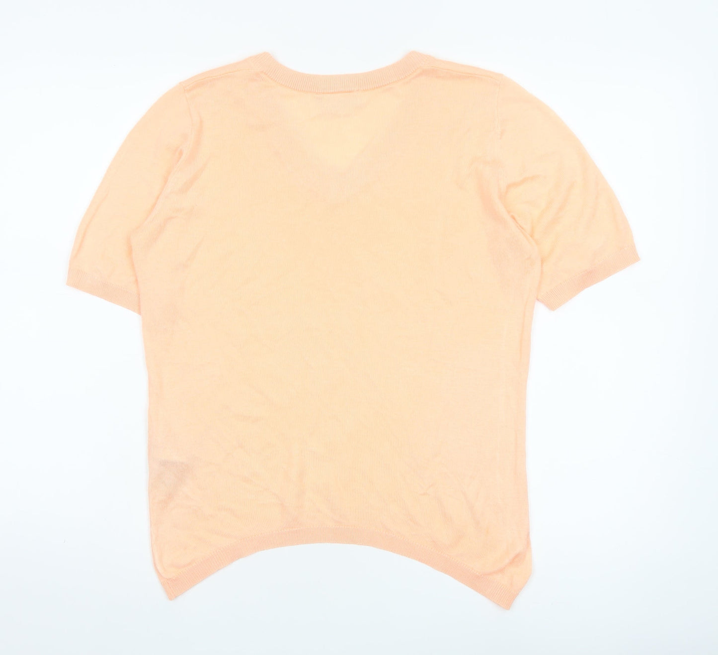 KAFFE Womens Orange XS V-Neck Short Sleeve Knit Top