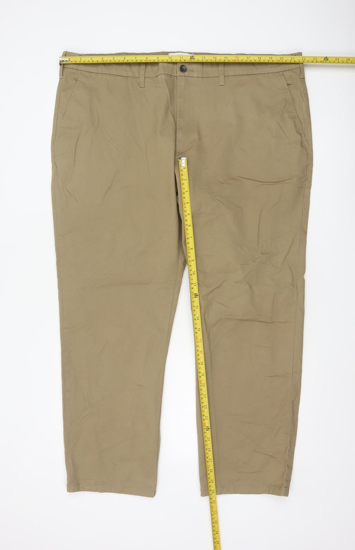 Marks and Spencer Men's Beige Regular Fit Chino Trousers 44x29