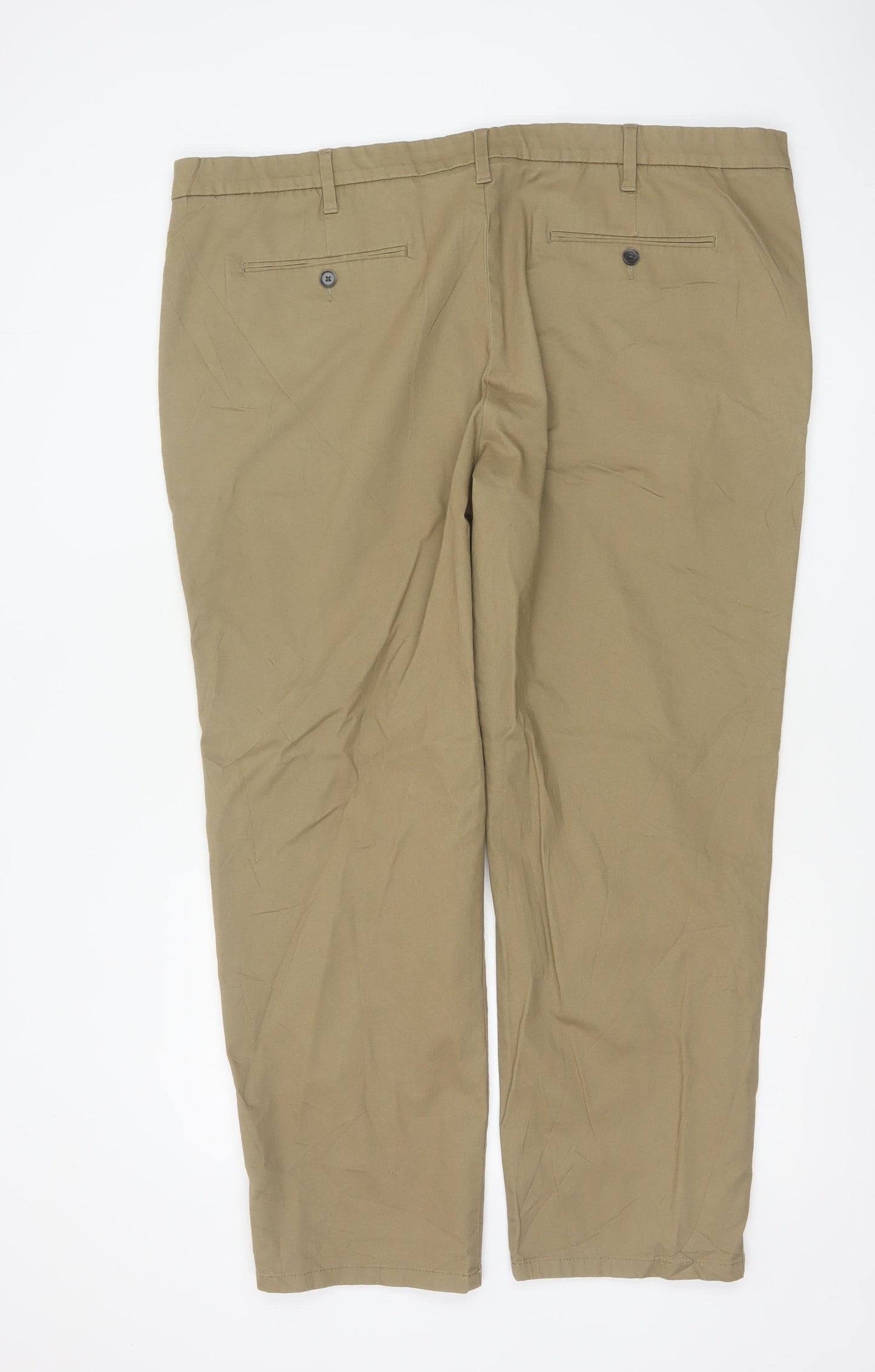 Marks and Spencer Men's Beige Regular Fit Chino Trousers 44x29