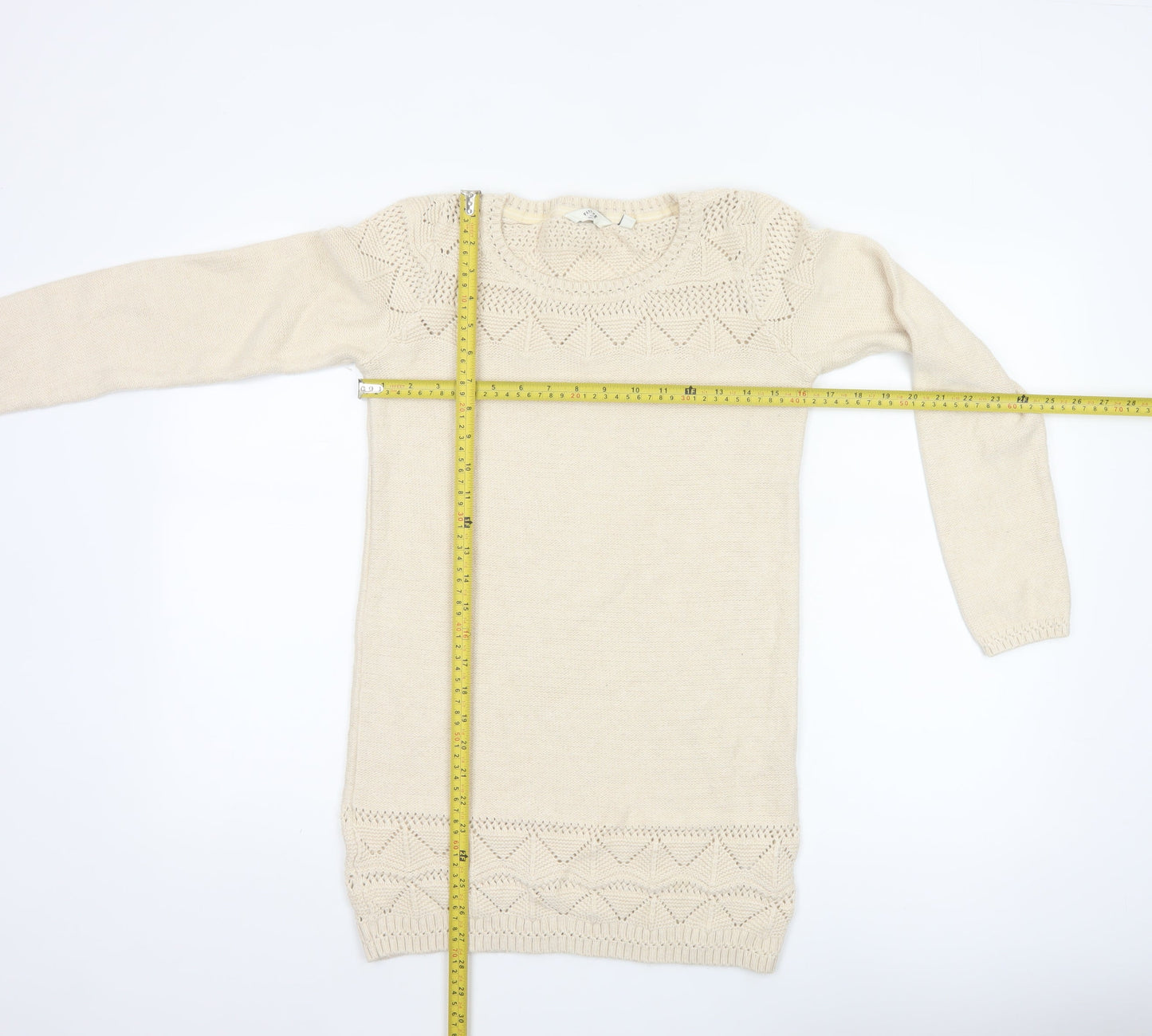 FatFace Women’s Beige Knit Pullover Jumper Size 10 Cotton Blend