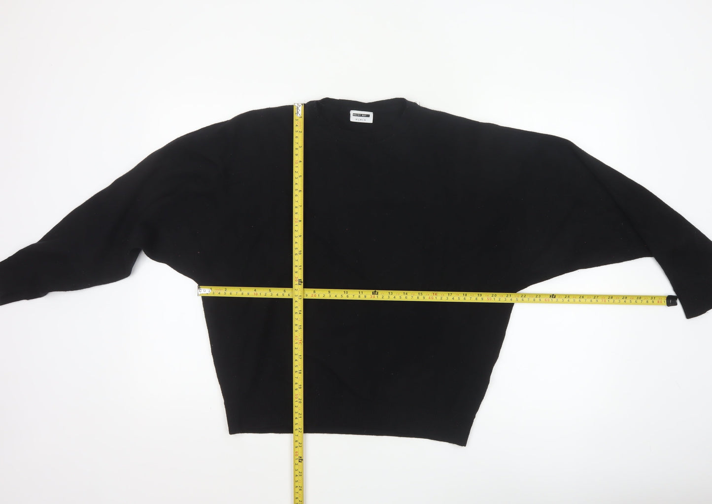 Noisy May Women's Black Crew Neck Knit Jumper Size S Relaxed Fit