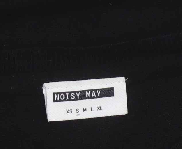 Noisy May Women's Black Crew Neck Knit Jumper Size S Relaxed Fit