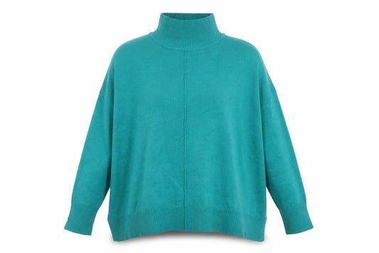 Front view of French Connection Women’s Green Roll Neck Relaxed Jumper, size L