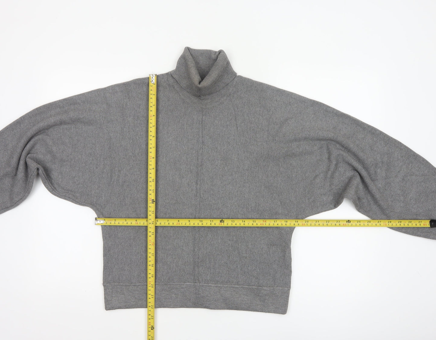 ZARA Women Grey Roll Neck Knit Pullover Jumper Size 14