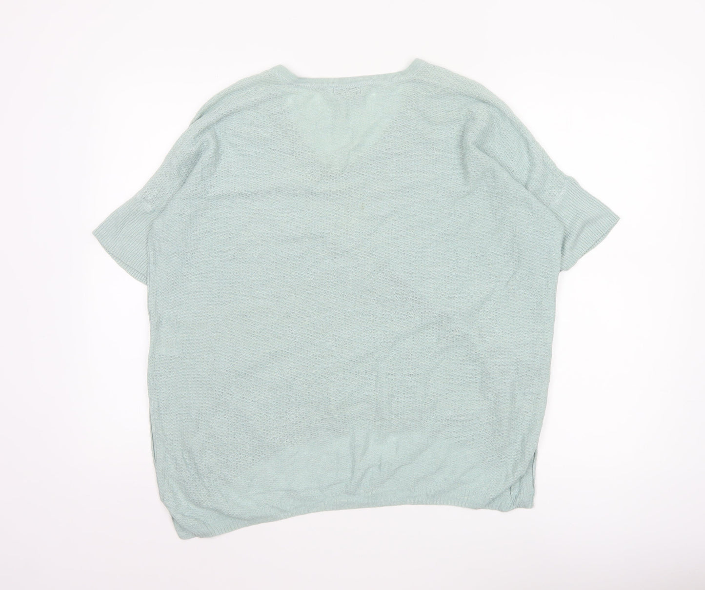 Jigsaw Women’s Green Linen Blend V-Neck Short Sleeve Knit Top S