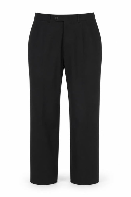 Front view of Taylor & Wright Men's Black Wool Blend Dress Trousers 34R